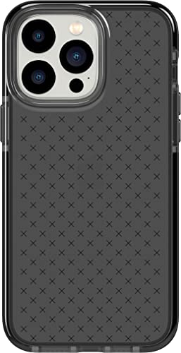 tech21 iPhone 14 Pro Max Evo Check – Shock-Absorbing & Slim Protective Phone Case with 16ft FlexShock Multi-Drop Protection & Extra Buttons Smokey Black