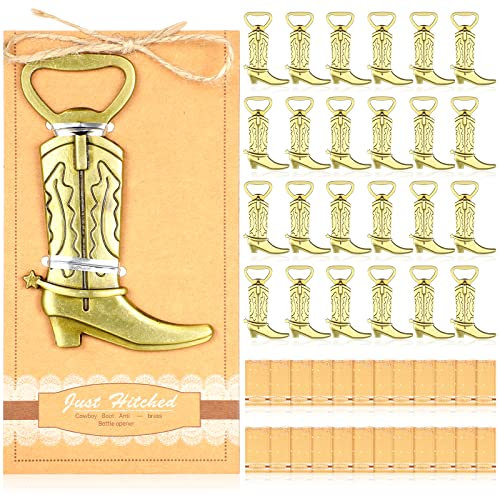 24 Stück Cowboy-Flaschenöffner für Hochzeit, Party, Flaschenöffner aus Metall, Edelstahl, mit exquisiter Verpackung für Hochzeit, Geburtstag, Jahrestag, Gold