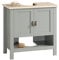 SoBuy Meuble sous Lavabo, Meuble sous Vasque, Meuble de Salle de Bain, Placard de Rangement, Housse Colonne Lavabo avec 2 Portes et 1 Compartiment Ouvert, 60 x 30 x 60 cm, Gris, BZR69-II-HG