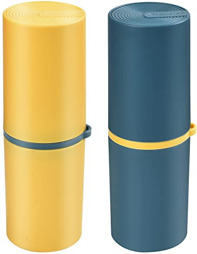 Porta Spazzolino da Viaggio, Porta Dentifricio Portatile, Portaspazzolino da Viaggio Plastica, 2 Pezzi Contenitori Spazzolino per Campeggio Viaggi In Viaggio di Lavoro