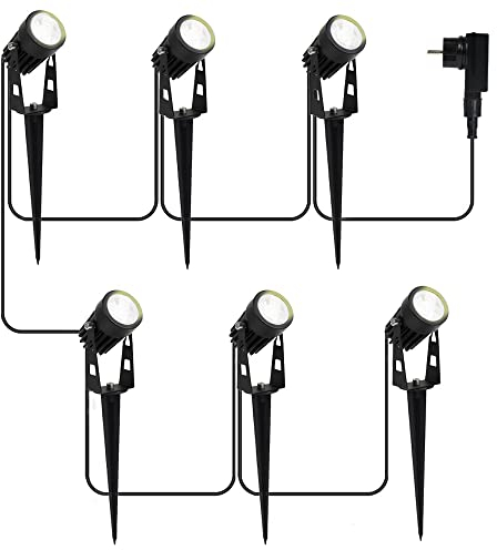 4yourgarden LED Gartenstrahler Set, allwettertaugliche Außenbeleuchtung mit Erdspießen, für ganzjährigen Einsatz, 6 Strahler (12V Niederspannung)