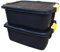 Samuel ALEXANDER 2 x 24L Heavy Duty Storage Boxes, Sturdy, Lockable, Stackable and Nestable Design Storage Chests with Clips in Black