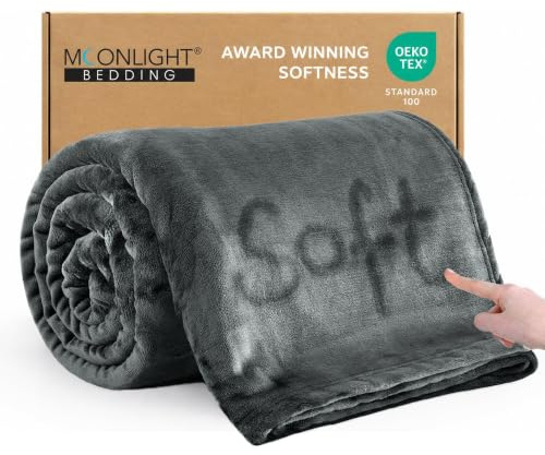 MOONLIGHT20015 Fleece Blanket King Size XXL Grey 7.5ft x 9ft - Soft Cosy Fluffy Throw Blankets for Bed/Sofa/Couch, 400 GSM Silk Touch Warm Extra Large Throws for Adults, Dark Gray, 270x230 cm