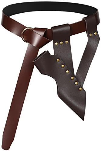 DOARLUO Mittelalter Leder Schwert Dolch Frosch Steinschloss Fall Wikinger für Ritter Assassin Krieger Pirat Kostüm Cosplay, Dunkelbraun (Gürtel+Scheide), Uniform code