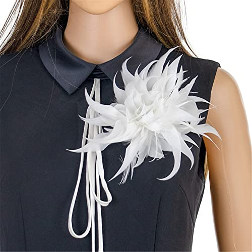 WKLLK Broschennadeln für Damen, Blumen Feder Brosche, Pullover Schal Clips, edler Blumenstrauß, Braut Brosche, Retro Cardigan Clip, Kleider Schal Clip für Frauen und Mädchen,Weiss