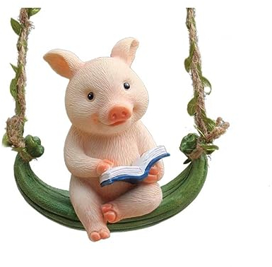 Generisch Schwein Skulptur Garten Deko für draußen Hängende Harz Gartendeko Terrasse wasserdicht Statue Tierfigur Gartenfiguren