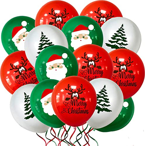 Globos de Navidad - 30 Unidades de Látex para Decoración y Fiesta - Helio Compatible
