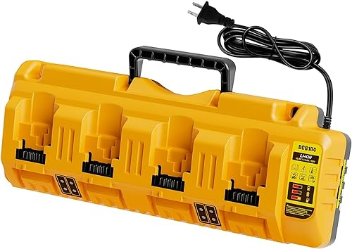 DCB104 Chargeur de Batterie de Rechange pour Dewalt, Charge simultanée pour Batterie 12V et 20V Max, Compatible avec DCB124 DCB126 DCB200 DCB205 DCB206