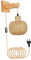 F Fityle Wandleuchte Bambus Rattan, Vintage Wandleuchte Innen Wandlampe, Holz Bambus Laterne Boho Rattan, Bambus Laterne Kleine Japanische Lampe, Wandleuchte mit Stecker und Kabel für Zuhause