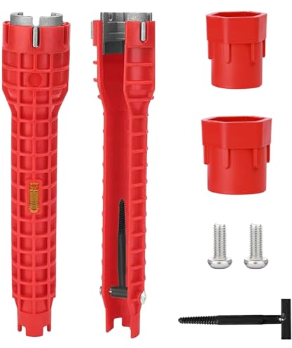 QIWEIS Llave Para Instalador De Grifo Llave De Instalador De Grifo Y Fregadero Llave Multifuncional De Grifo Llave De Doble Cabeza Roja Llave De Tubo Para Grifo Fregadero Para Regadero,Baño, Cocina