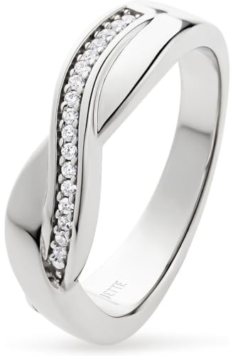 JETTE Damen-Damenring 925er Silber 25 Zirkonia