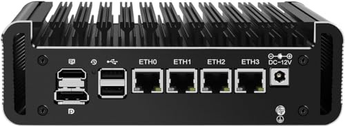 HKUXZR Firewall Appliance Mini PC, Intel Celeron J6412 2*M.2 Nvme Quad Core 4xIntel I226 2.5G Ethernet VPN Router PC AES-NI HDMI DP 4/8/16/32/64GB DDR4 1TB M.2 Nvme (NO RAM NO SSD)