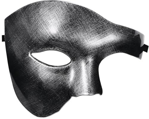 JewelryWe Masque Carnaval Venitien Plastique: Masque Vénitien Homme Demi-masque Fantôme de l’Opéra pour Déguisement Bal de Maquillage Mascarade - Cadeau Homme