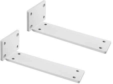 Mooche 2PCS Floating Shelf Brackets, 7inch/17.8cm Shelf Brackets White, Heavy Duty Metal L Brackets for Shelves Support Wall Hanging