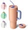 bottlebottle BOTTLE BOTTLE Tasse isotherme 1200 ml, Mug avec paille et poignée, Tasse avec paille sous vide en acier inoxydable pour cadeaux, fêtes, bureau, Café (Pêche)