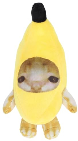 Obetuens Bananen-Katzen-Plüschtier, vielseitig einsetzbar, lustig, Dekompression, niedlicher Cartoon, weich, gemütlich, Stofftiere, S elzeug für e, Heimdekoration (20CM)