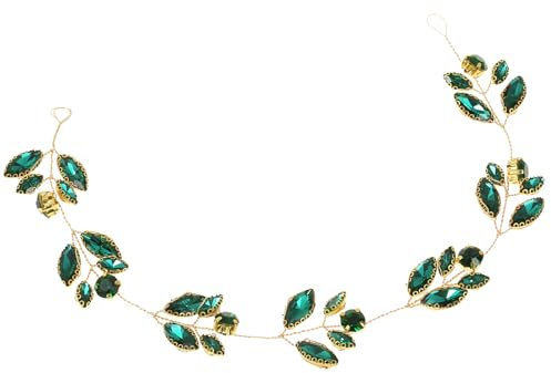 One Piece Beautiful Crystal Bridal Hair Vine Unique Rhinestone Beades Green Headpiece Green Leaf Party Bridesmaid Headpiece for Women
