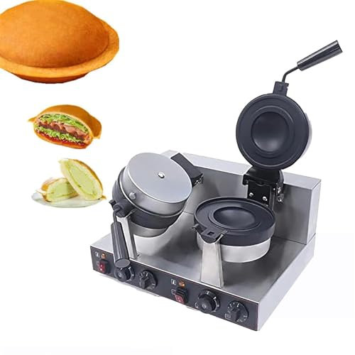 GLBMXDD Máquina de Hamburguesas UFO, planchas eléctricas comerciales para Hacer gofres, máquina para Hacer gofres para Helado, Prensa eléctrica Antiadherente para Panini,Doublehead