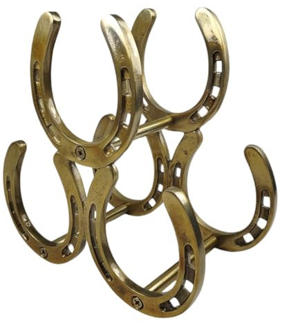 FTWDesign Hufeisen Flaschenhalter in Messingoptik - Weinflaschenhalter aus Metall