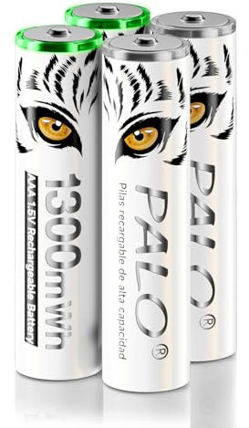 Mspalocell Batteria AAA da 1,5 V al litio 1300mWh ricaricato 4 pezzi, Tiger Stamping Batterie AAA ricaricabili a carico rapido, Con luce di ricarica, oltre 1500 cicli, batteria con scatola della