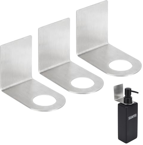 Segbeauty Seifenspender Halterung Ohne Bohren, 3 Stück 28mm Seifenspender Halterung aus Edelstahl, für Küche und Bad, Silber