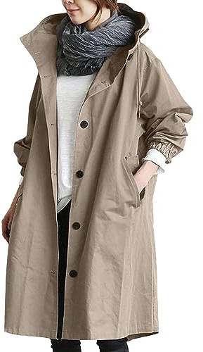 Parka Imperméable Femme Printemps Automne Veste de Pluie Longue pour Femme Manteau à Capuche Coupe Vent Imperméable d'Extérieur Camping Randonnée Veste de Sport - Grande Taille Ultra légère