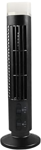 fkngcp Tower Fan 15 Inch Bladeless Tower Fan 2 Speeds Electric Table with LED Lights, Portable Air Conditioner with Safety Net Multi Power Ways Quiet for Bedroom Office Black Bladeless