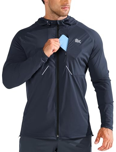 BROKIG UV Jacke Herren Leichte Trainingsjacke Sportjacke | Schnelltrocknende Laufjacke Herren, Atmungsaktives Fahrradjacke Herren Brusttasche mit Reißverschluss