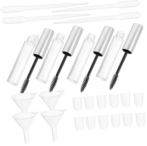 NOLITOY 32 Stück Teiliges Nachfüllbares Wimperntusche mit Leeren Tuben Tropfern und Trichtern Langlebige Kunststoffbehälter für DIY Mascara und Wimperncreme Auslaufsicher Tragbar