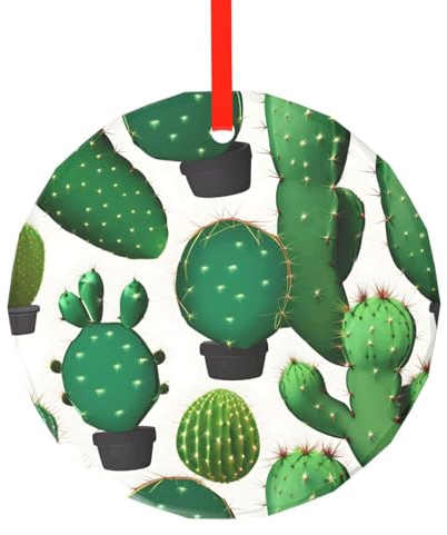 Albero Di Natale Di Cactus Verde Con Ornamenti, Decorazione Regalo Ornamento Per La Decorazione Della Parete Della Porta Di Capodanno