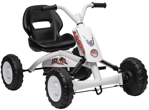AIYAPLAY Pedal Go Kart, Kids Ride on Race Car Sportliches Design mit Stahlrahmen, Go Kart für Kinder im Alter von 2-5 Jahren, Weiß