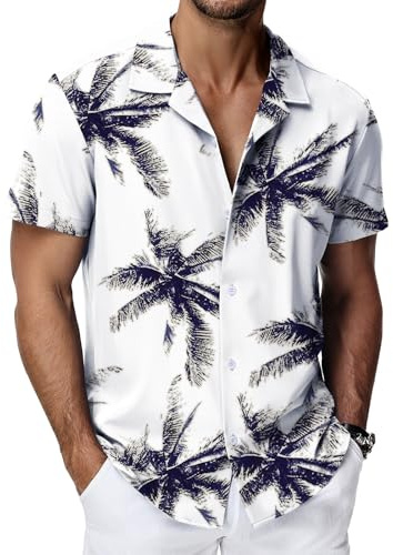 HMIYA Hawaii Hemd Männer Hawaiihemd Herren Kurzarmhemd Button Down