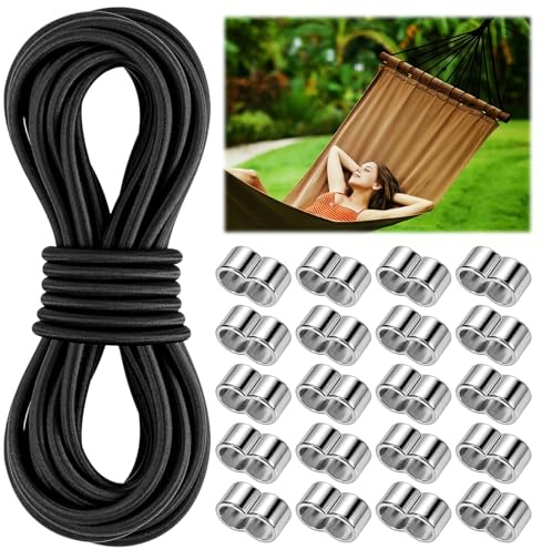 ertlutw Gummiseil für Anhängerplane, 6mmx10m Expanderseil Gummiseil 6mm | Gummischnur Rund Schwarz Planenseil Expanderseil für Anhänger,Gummiseil Elastische Gummischnur für Anhängerplane,Camp,Segeln