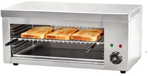 Horno de salamandra eléctrico comercial con control termostático, potencia de 2000 W, rejilla ajustable para cocinar perfectamente, para pizza, pollo asado y carne en cocinas profesionales