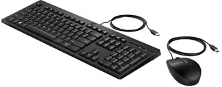 HP 225 - Juego de teclado y ratón - ambidiestro, diseño de 3 zonas, ruta de teclas estándar