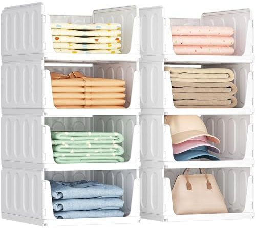 Lifewit Förvaringslådor för Kläder, Stapelbara Garderobsförvaringar, Vita Plastlådor, Perfekta för Köksskåp, Camping-Och Badrumsskåp, 20L, 6 Pack