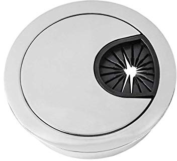 Gedotec Design Metall Kabeldurchlass Schreibtisch Kabeldurchführung Style rund | Stahl Chrom poliert | Kabelführung zum Eindrücken | Kabeldose Bohr-Ø 60 mm | 1 Stück - Kabelausgang Tisch & Möbel