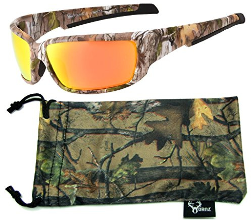 Hornz Brown Forest Camouflage Polarisierte Sonnenbrille für Männer Full Frame Starke Arme & Free Matching Microfaser Beutel – Brauner Tarnrahmen – Orangenobjektiv