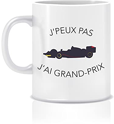 trendyConnect Mug Ceramique - Spécial Passionnés - Jpeux pas j'ai Grand Prix (Bleu/Rouge/Jaune)