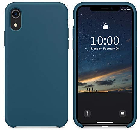 SURPHY Coque iPhone XR, Silicone Liquide Case avec Doux Microfibre Coussin Doublure Cover Protection Bumper Anti-Choc Housse Étui pour iPhone XR 6,1 Pouces - l'espace Bleu