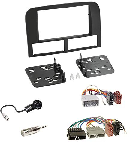 Doppel 2-DIN Radioblende + ISO Adapterkabel + Antenne für Jeep Grand Cherokee (WJ) 1999 – 2004