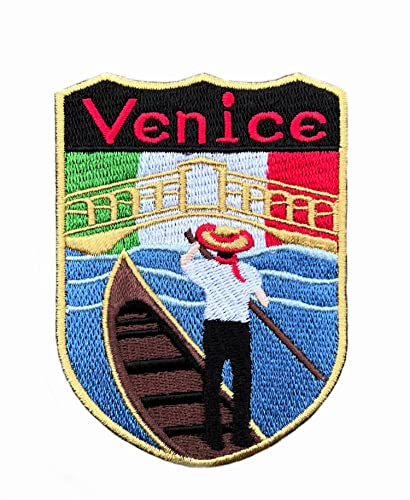 Aufnäher Venedig Italien (8,9 cm), komplett bestickt, zum Aufbügeln/Aufnähen, Trek, Europa, Reise-Souvenir