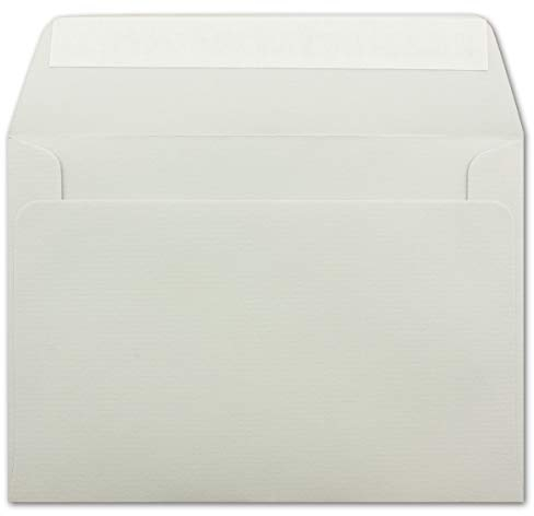 50 gerippte Briefumschläge DIN C6 Hellgrau - 11,4 x 16,2 cm - 100 g/m² Post-umschlag ohne Fenster Haftklebung mit Abziehstreifen - Colours-4-You