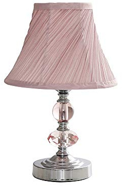 MiniSun | Modern Polished Chrome and Pink Touch Table Lamp with a Pleated Shade | Table Lamps, Home Décor & Improvement Essential | Includes 5W LED Bulb [3000K Warm White]
