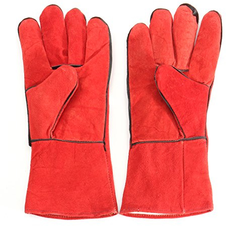 TuToy Xl Red Welding Gloves Hochtemperatur Leder Protect Welding Hands Langer Handschuh Stove