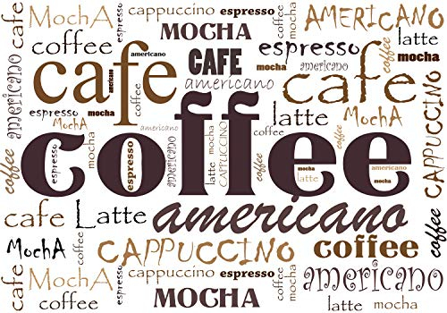 wandmotiv24 Fototapete Kaffee Schrift Wörter, XL 350 x 245 cm - 7 Teile, Wanddeko, Wandbild, Wandtapete, Mokka Espresso M6153
