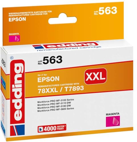 edding Druckerpatrone EDD-563 - Einzelpatrone - Magenta - 38 ml - Reichweite 4000 Seiten - Ersetzt Epson T78XXL (T7893)