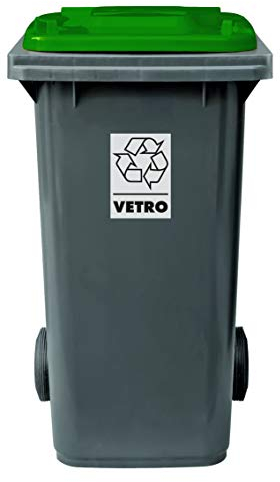 Mobil Plastic Poubelle de recyclage des déchets 240 l pour usage extérieur - gris vert (UNI EN 840)