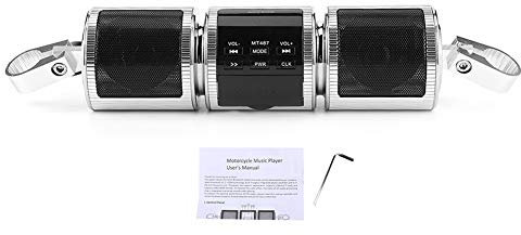 Kit Altoparlante per Moto, Altoparlante Stereo per Motocicletta Senza Fili Audio per Lettore Musicale MP3 Impermeabile Radio USB AUX SD