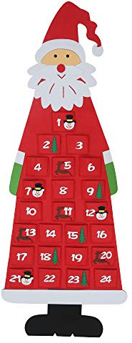 Adventskalender zum Befüllen, Adventskalender Selber Befüllen DIY Weihnachtskalender selbst Befüllen Santa, XXL Adventskalender Filz Stoffsäckchen Weihnachten Kalender Adventstüren für Kinder (Rot)